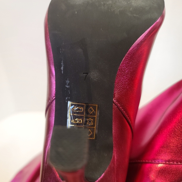 Jeffrey Campbell | Guillo Ruched Heeled Boots in Fuchsia Metallic Pink Size 7 - Picture 13 of 16